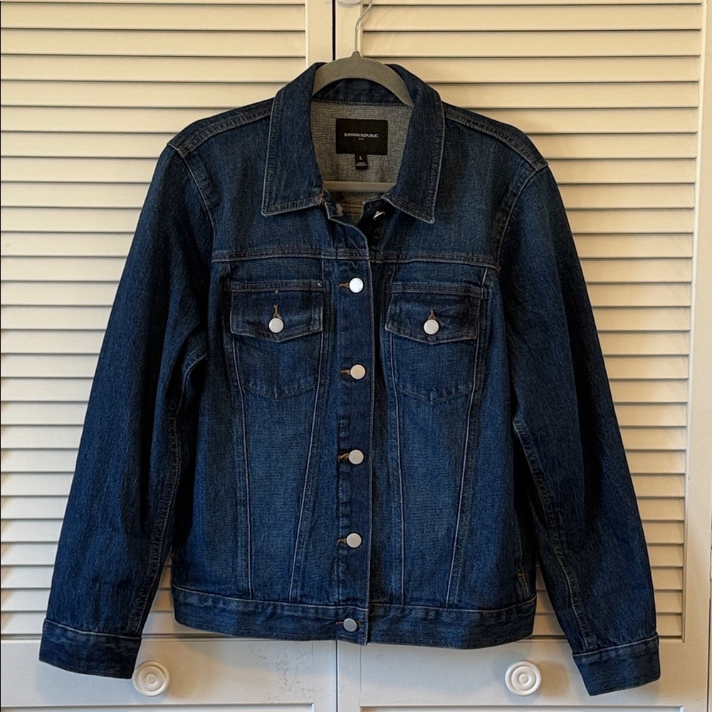 Banana Republic Dark Blue Jean Jacket Size Large NWOT - Picture 1 of 9